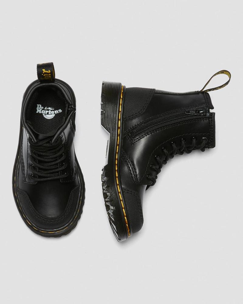 Kids' Dr Martens Toddler 1460 Overlay Leather Casual Boots Black | AU 664NWY